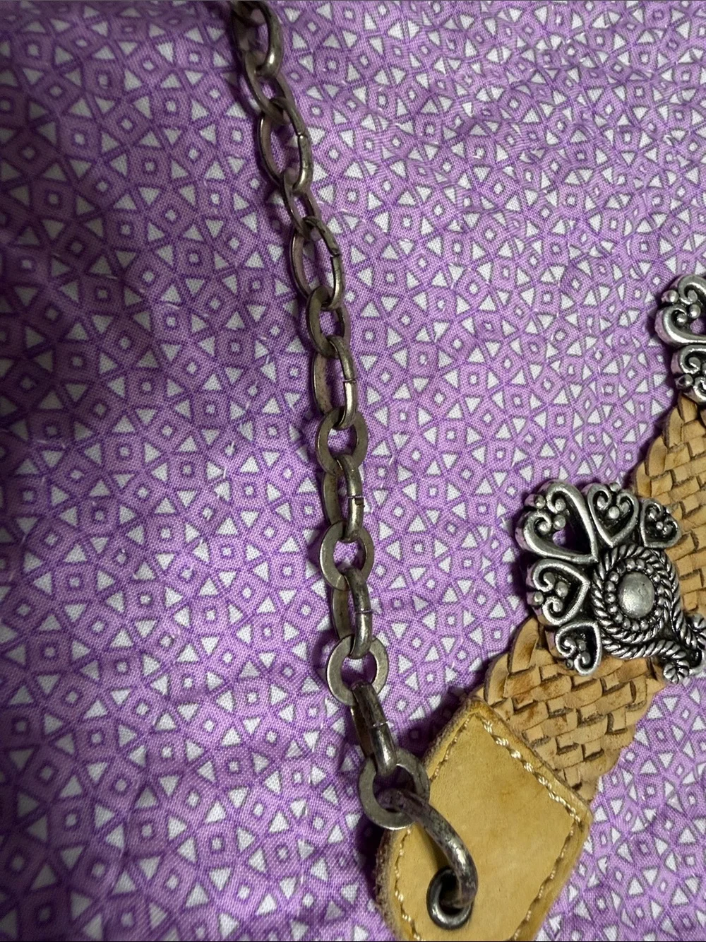 Vintage Genuine Leather Branded Concho Belt Boho Western Festival Hip Chain 40.”